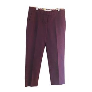 Boden Crop Trousers Cropped Size 6 Petite Plum Dark Red